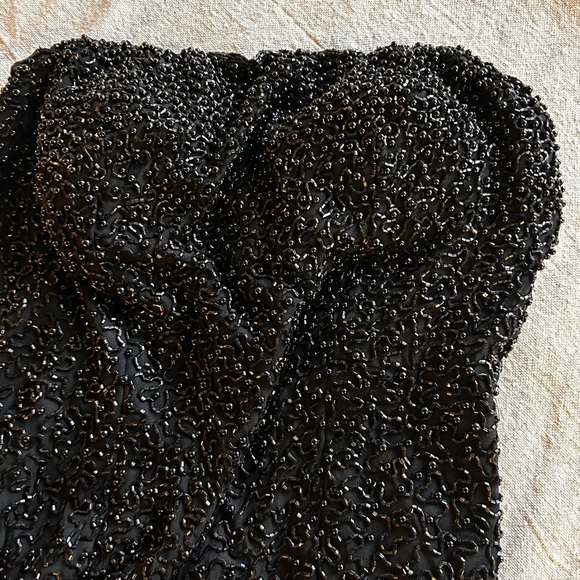 Vintage black strapless silk beaded gown size medium - Picture 10 of 16